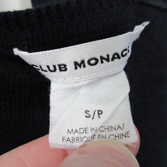 Club Monaco Sweater Top Women S Black 3/4 Sleeve Crochet Tie Back Viscose 248 - Picture 5 of 10